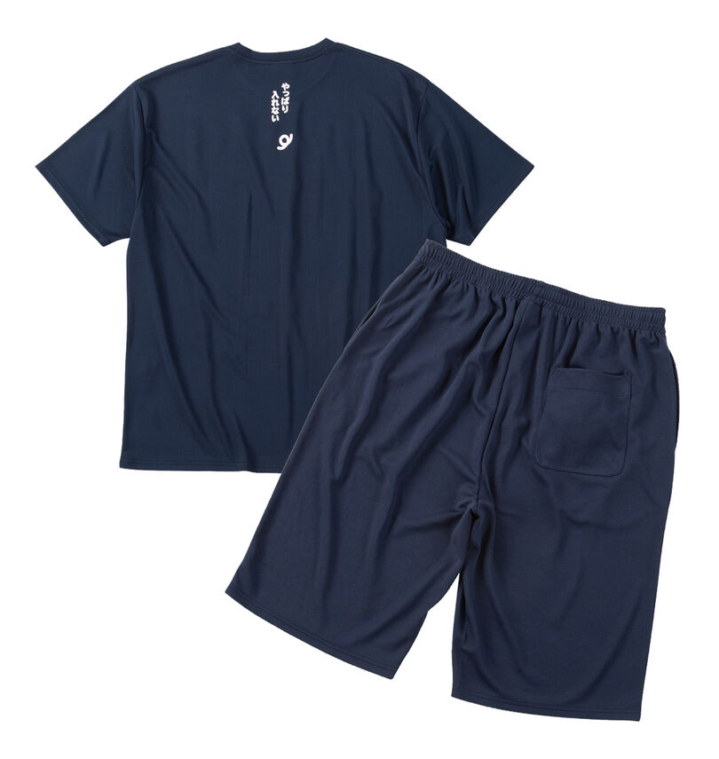 大きいサイズ メンズ 豊天 (ブーデン) おおきくて入れない美豚DRYハニカムメッシュ半袖Tシャツ+ハーフパンツ
                        バックスタイル