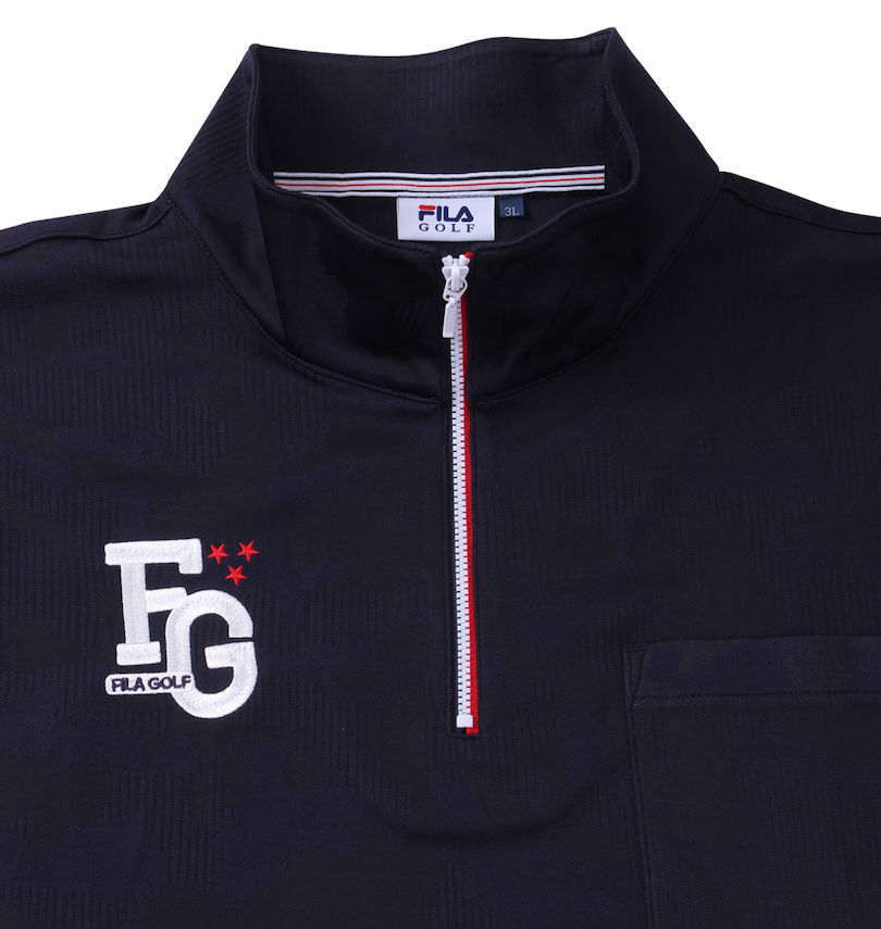 大きいサイズ メンズ FILA GOLF (フィラゴルフ) ジャガードハーフジップ半袖シャツ 