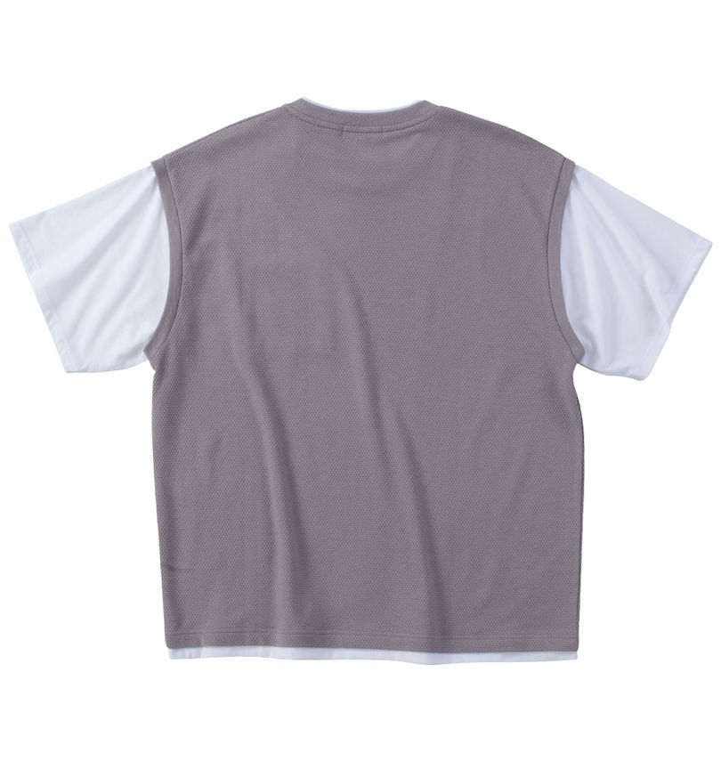 大きいサイズ メンズ launching pad (ランチングパッド) パイナップルニットフェイクレイヤード半袖Tシャツ バックスタイル