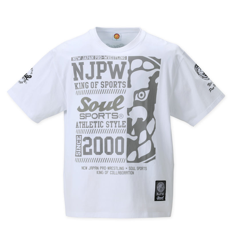 大きいサイズ メンズ SOUL SPORTS×新日本プロレス (ソウル×シンニホンプロレス) 大判ロゴ半袖Tシャツ
                        