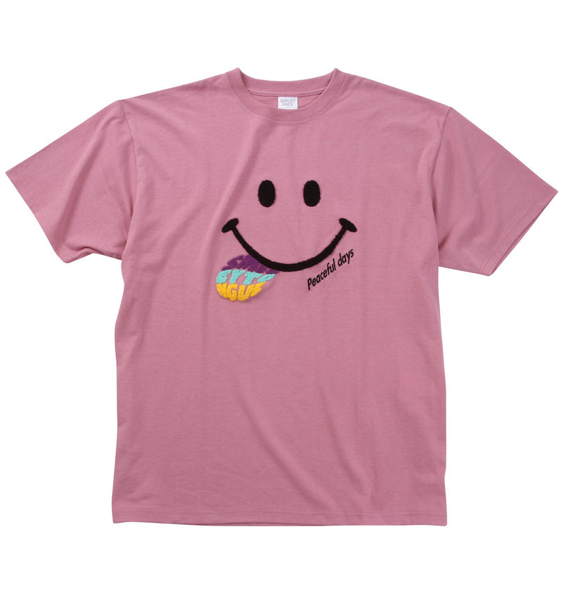 大きいサイズ メンズ SMILEY FACE (スマイリーフェイス) T/C天竺サガラ刺繍半袖Tシャツ