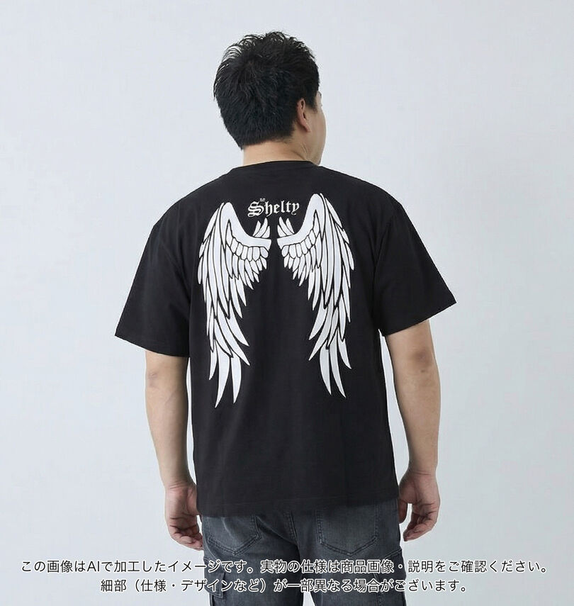 大きいサイズ メンズ SHELTY (シェルティ) 天竺メタリックWINGプリント半袖Tシャツ
                        