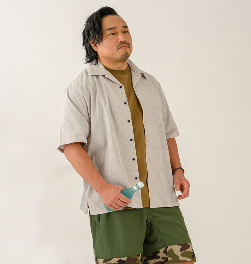 大きいサイズ メンズ OUTDOOR PRODUCTS (アウトドア プロダクツ) 綿麻半袖オープンカラーシャツ
                        