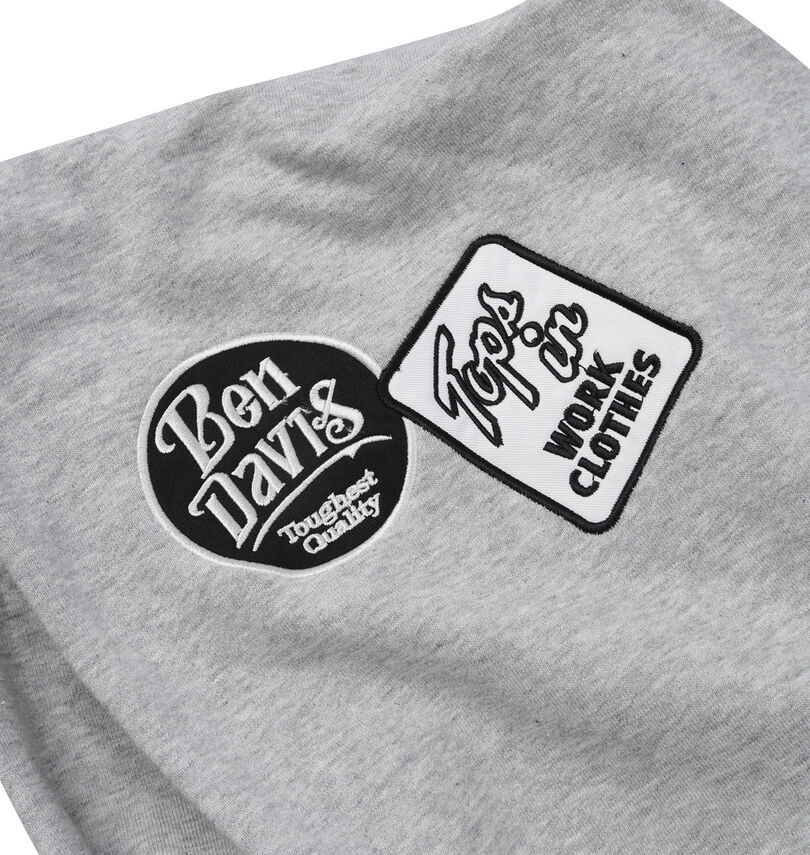 大きいサイズ メンズ BEN DAVIS (ベン デイビス) 裏毛マルチワッペンプルパーカー
                        フードワッペン