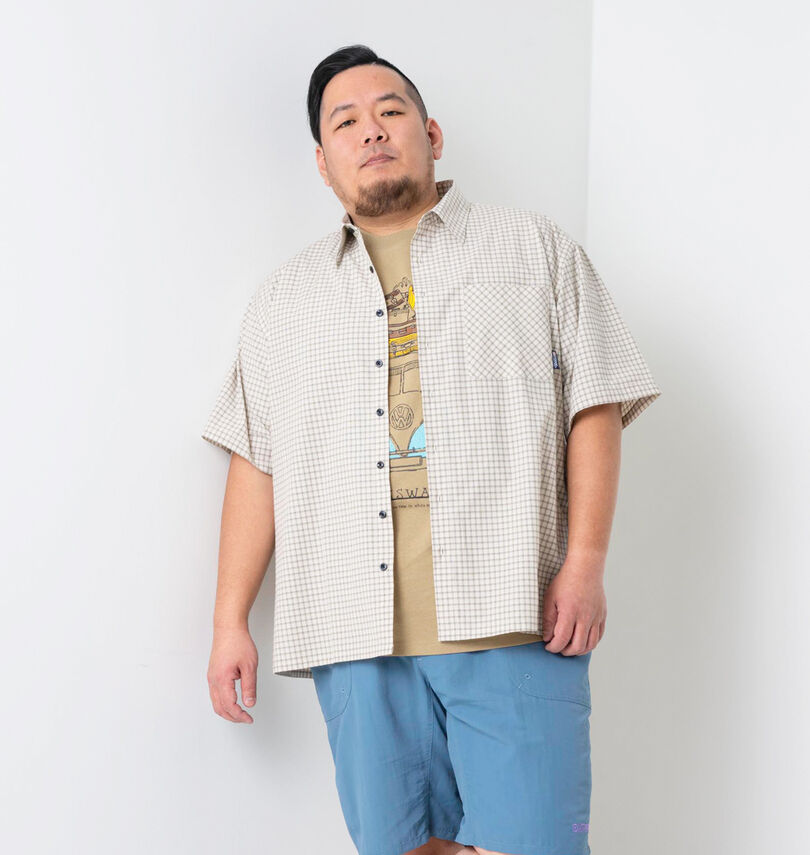 大きいサイズ メンズ OUTDOOR PRODUCTS (アウトドア プロダクツ) ブロードチェックレギュラーカラー半袖シャツ
                        身長：178cm/バスト：120cm/着用サイズ：3L