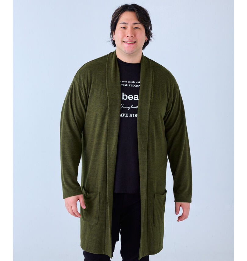 大きいサイズ メンズ launching pad (ランチングパッド) 表起毛天竺長袖コーディガン+半袖Tシャツ
                        身長：182cm/バスト：123cm/着用サイズ：3L