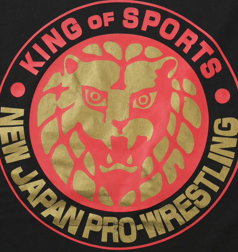 大きいサイズ メンズ 新日本プロレス (シンニホンプロレス) ライオンマークドライ半袖Tシャツ(2025・ブラック×レッド×ゴールド)
フロントプリント