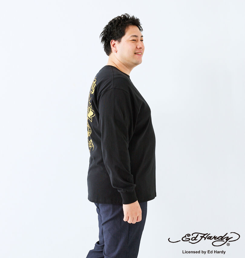 大きいサイズ メンズ Ed Hardy (エドハーディ) 天竺プリント長袖Tシャツ
                        