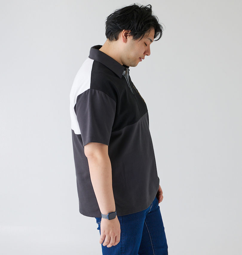 大きいサイズ メンズ H by FIGER (エイチバイフィガー) 天竺切替半袖ポロシャツ 
