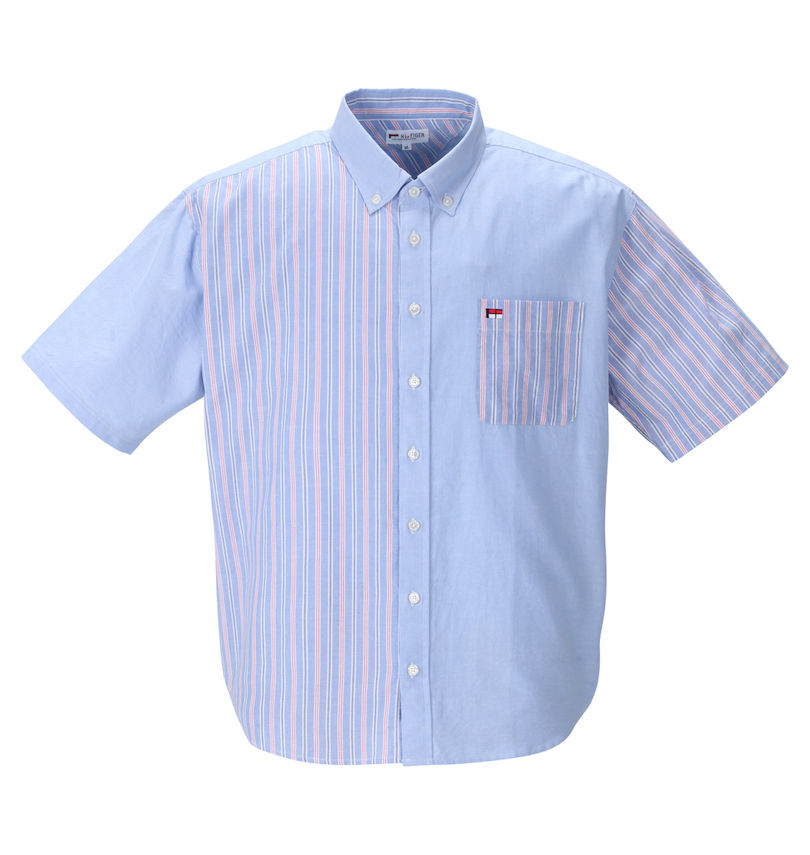 大きいサイズ メンズ H by FIGER (エイチバイフィガー) オックスクレイジー切替B.D半袖シャツ
                        