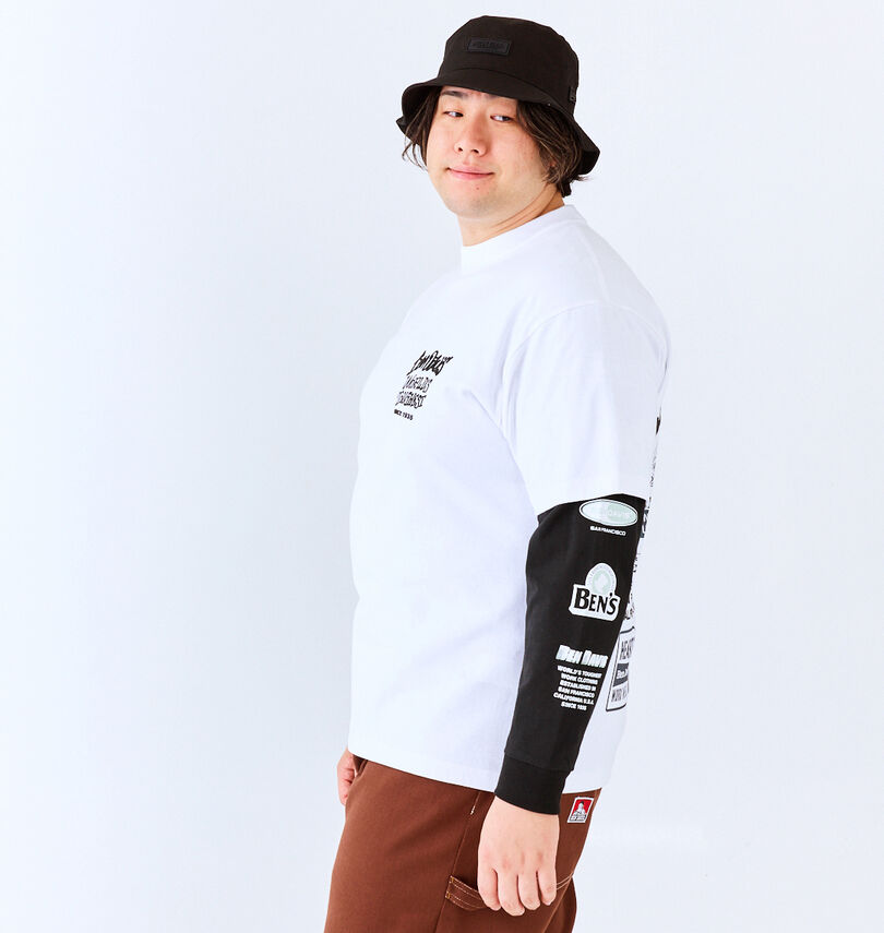 大きいサイズ メンズ BEN DAVIS (ベン デイビス) 長袖T&半袖TレイヤードTシャツ
                        