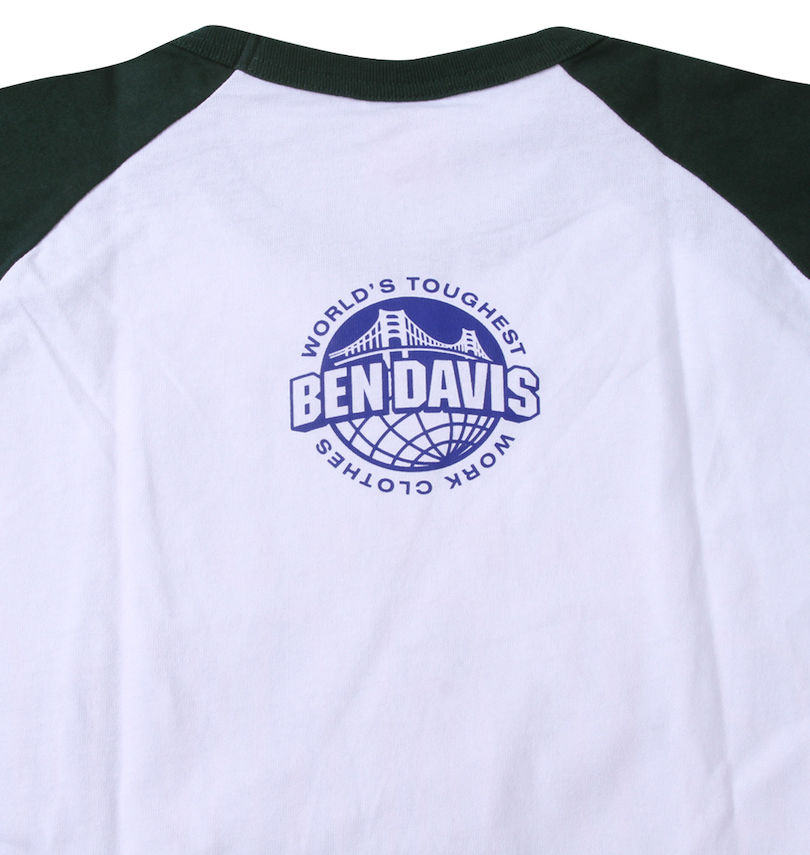 大きいサイズ メンズ BEN DAVIS (ベン デイビス) カレッジラグラン半袖Tシャツ バックプリント