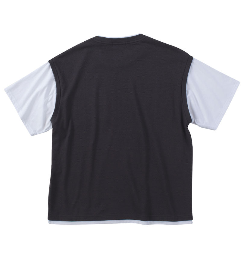 大きいサイズ メンズ launching pad (ランチングパッド) パイナップルニットフェイクレイヤード半袖Tシャツ バックスタイル