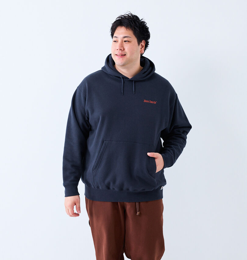 大きいサイズ メンズ BEN DAVIS (ベン デイビス) レーベル刺繍プルパーカー
                        