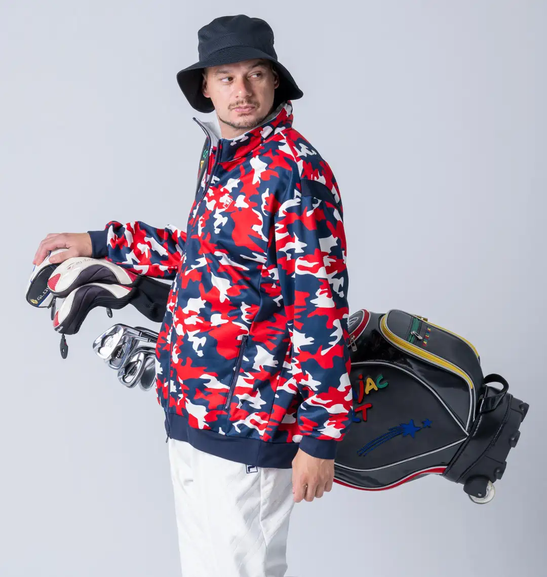 FILA GOLF ボンディングブルゾン+パンツ 上下セット gtd 大きいサイズ カモフラ柄ボンディングブルゾン | FILA GOLF (フィラ