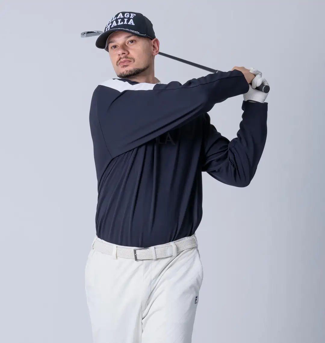 大きいサイズ 鹿の子調ストレッチモックネック長袖シャツ | FILA GOLF