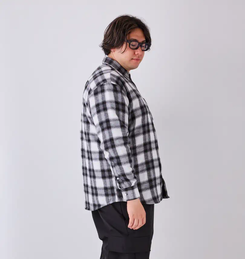 大きいサイズ T/Cネルチェック裏ベロア長袖シャツ | Mc.S.P (エムシー