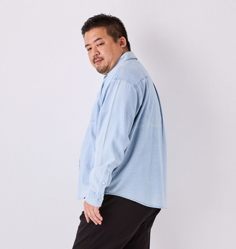 大きいサイズ メンズ Mc.S.P (エムシーエスピー) 6オンスリサイクルデニムB.D長袖シャツ
                        