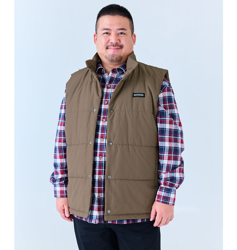 大きいサイズ メンズ OUTDOOR PRODUCTS (アウトドア プロダクツ) フルダルタフタ中綿キルトベスト
                        身長：176.5cm/バスト：118cm/着用サイズ：3L