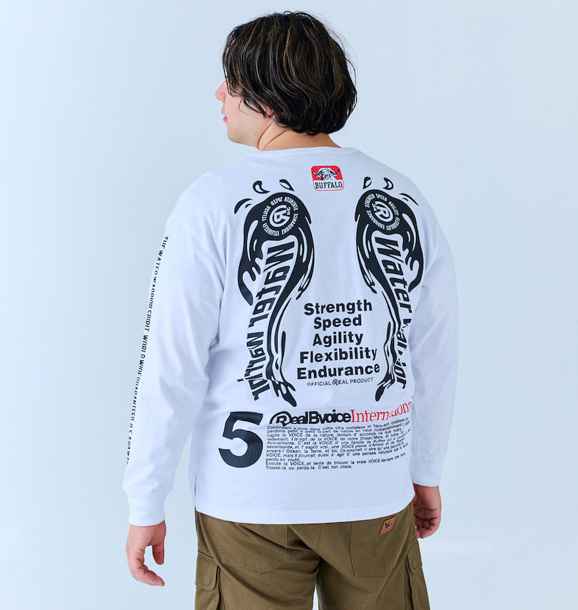 大きいサイズ メンズ RealBvoice (リアルビーボイス) ANGEL WINGS天竺長袖Tシャツ
                        身長：182cm/バスト：123cm/着用サイズ：3L