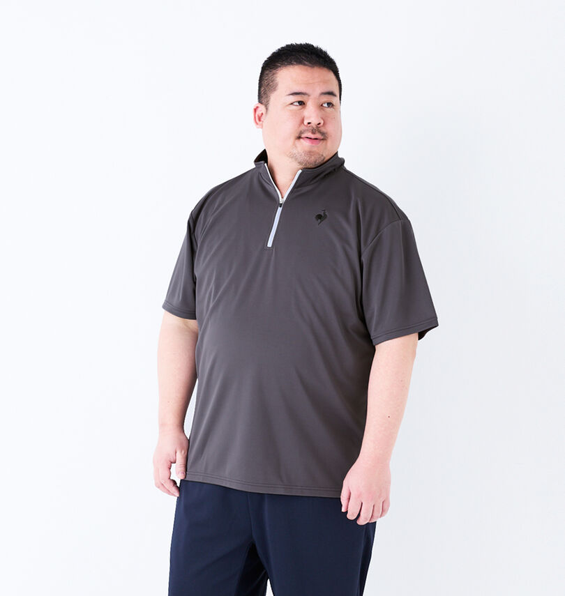 大きいサイズ メンズ LE COQ SPORTIF (ルコックスポルティフ) エコペットハーフジップ半袖シャツ
                        身長：176.5cm/バスト：118cm/着用サイズ：3L