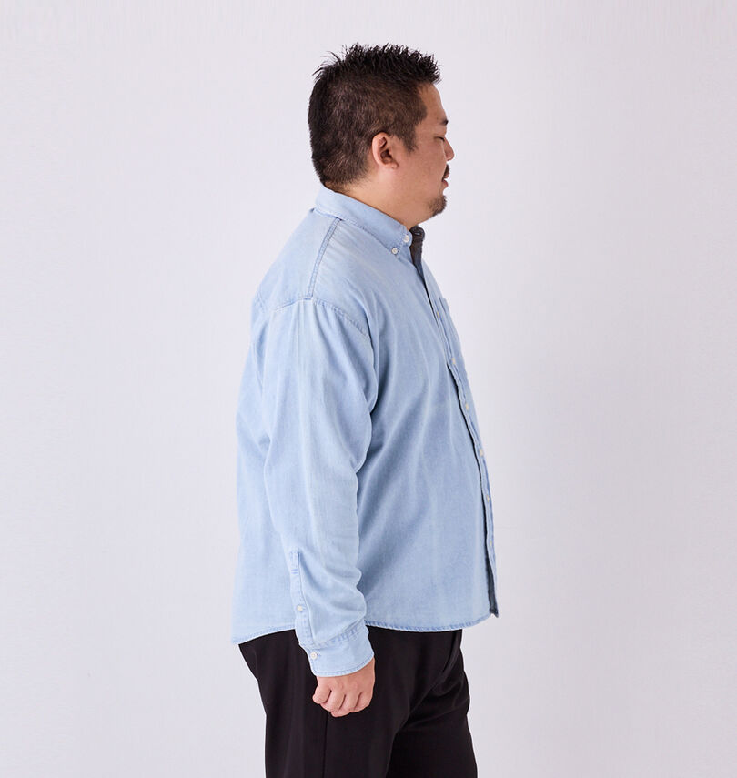 大きいサイズ メンズ Mc.S.P (エムシーエスピー) 6オンスリサイクルデニムB.D長袖シャツ
                        