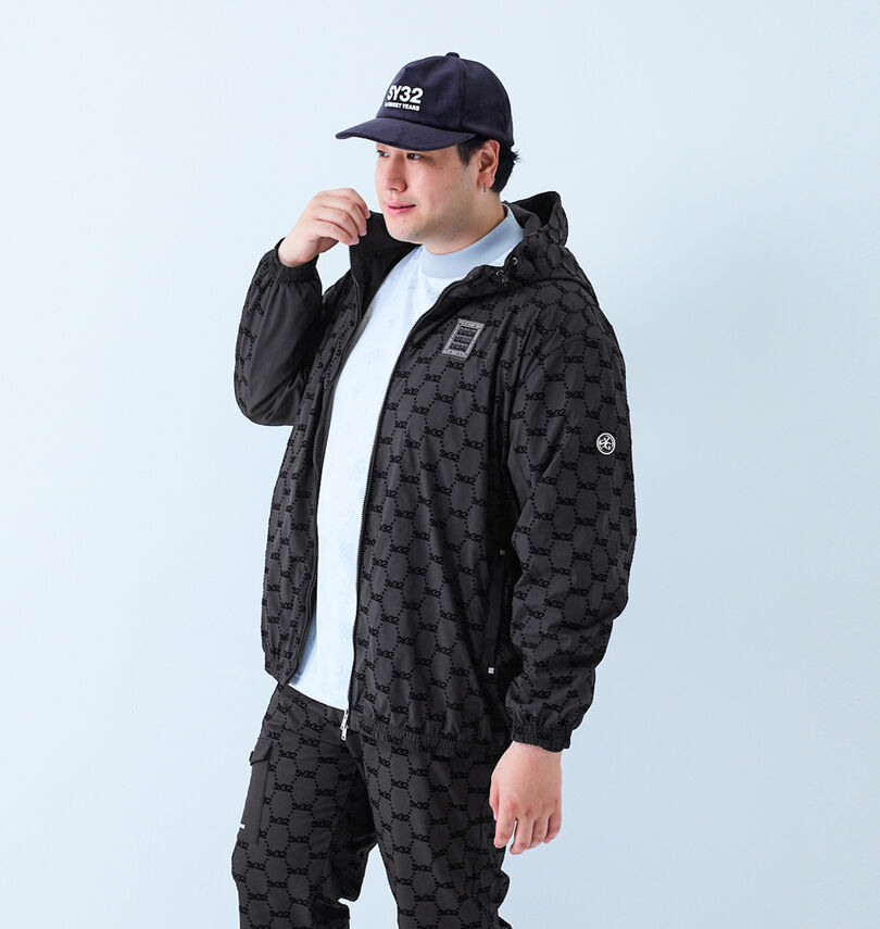 大きいサイズ メンズ SY32 by SWEET YEARS (エスワイサーティトゥバイスィートイヤーズゴルフ) フロッキーウーブンストレッチフルジップフーディジャケット