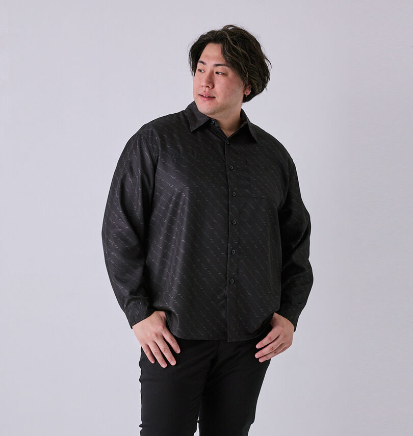 大きいサイズ メンズ in the attic (インジアティック) 総柄バイアスプリント長袖シャツ
                        身長：182cm/バスト：123cm/着用サイズ：3L