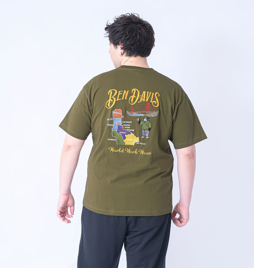 大きいサイズ メンズ BEN DAVIS (ベン デイビス) スーベニア刺繍半袖Tシャツ
                        身長：182cm/バスト：123cm/着用サイズ：3L