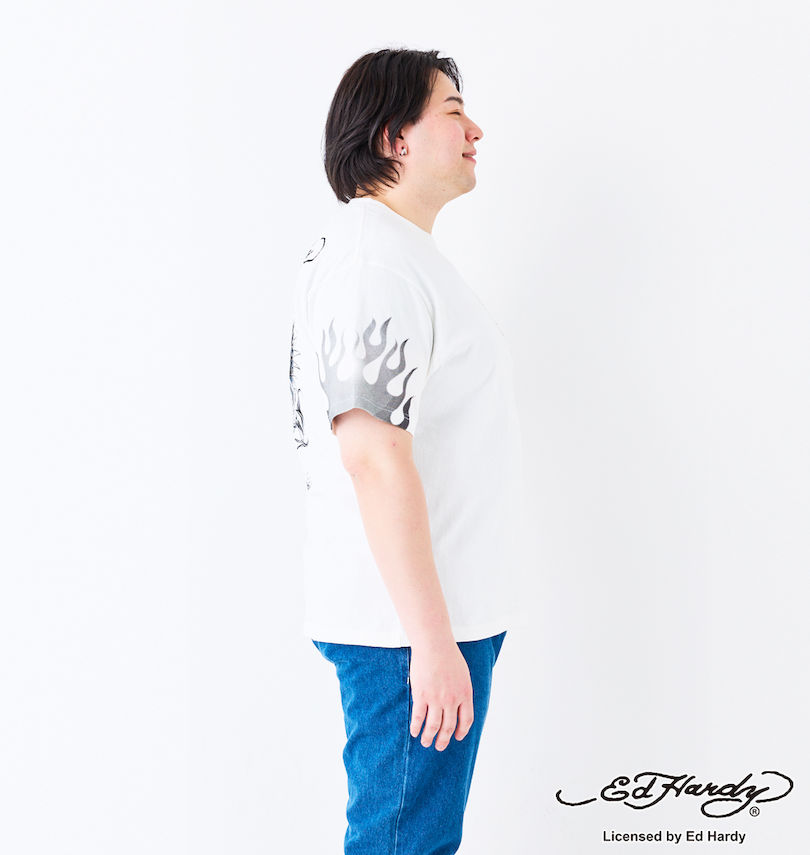 大きいサイズ メンズ Ed Hardy (エドハーディ) 天竺刺繍&プリント半袖Tシャツ
                        