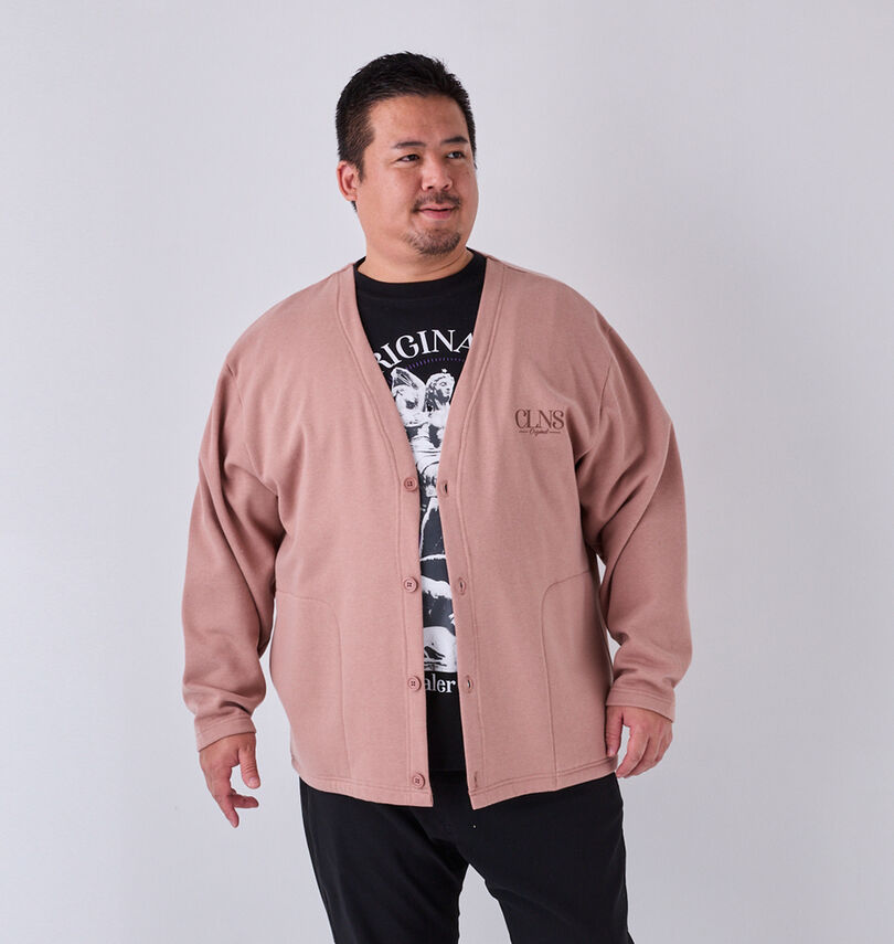 大きいサイズ メンズ COLLINS (コリンズ) 裏起毛カーディガン+半袖Tシャツ
                        身長：176.5cm/バスト：118cm/着用サイズ：3L