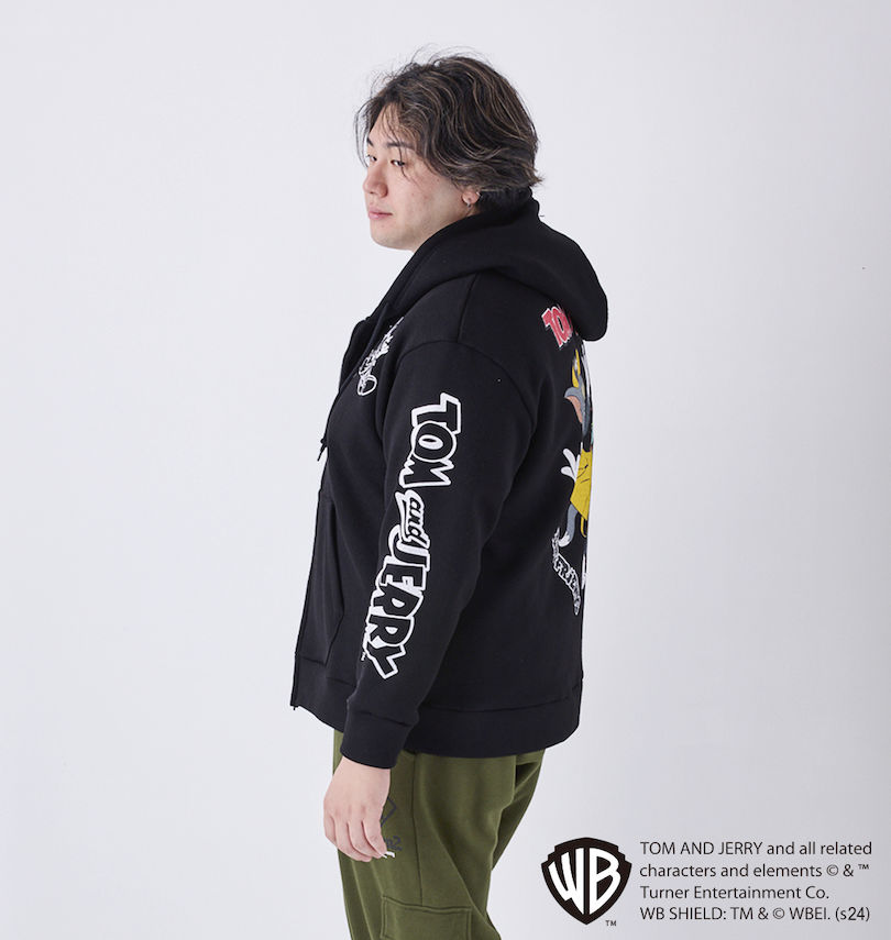 大きいサイズ メンズ TOM and JERRY (トムアンドジェリー) ニットフリースプリントフルジップパーカー
                        