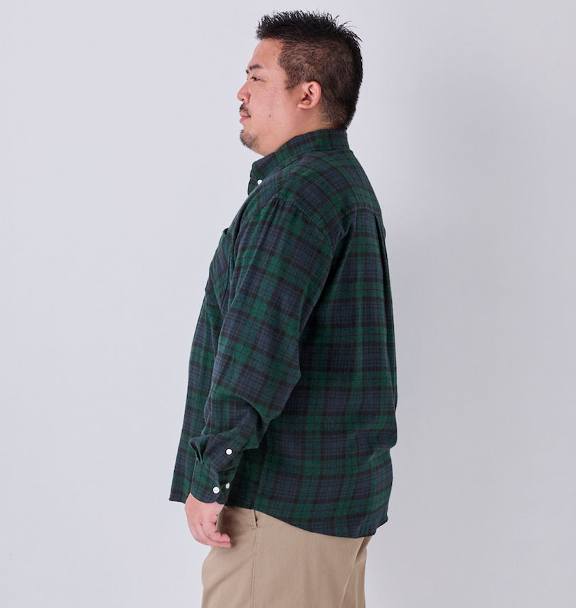 大きいサイズ メンズ H by FIGER (エイチバイフィガー) 両面起毛ネルチェック長袖B.Dシャツ
                        