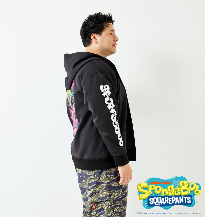 大きいサイズ メンズ SPONGEBOB (スポンジ・ボブ) ダンボールニットプリントフルジップパーカー
                        