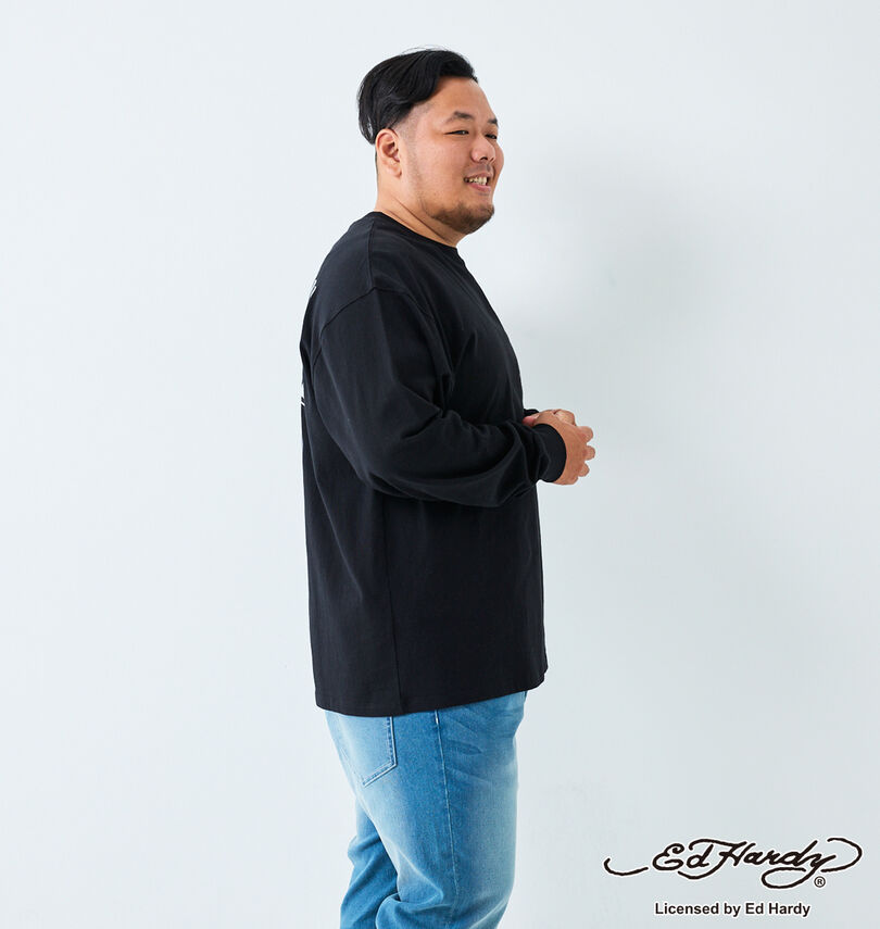 大きいサイズ メンズ Ed Hardy (エドハーディ) 天竺プリント長袖Tシャツ
                        