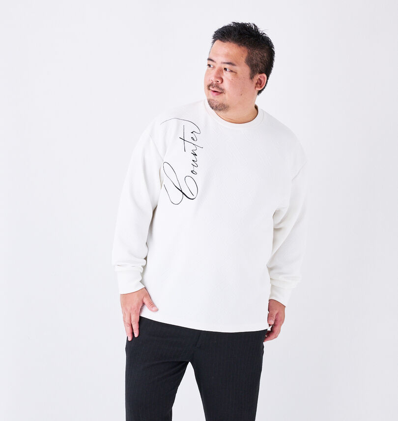 大きいサイズ メンズ in the attic (インジアティック) ジャガード刺繍長袖Tシャツ
                        身長：176.5cm/バスト：118cm/着用サイズ：3L