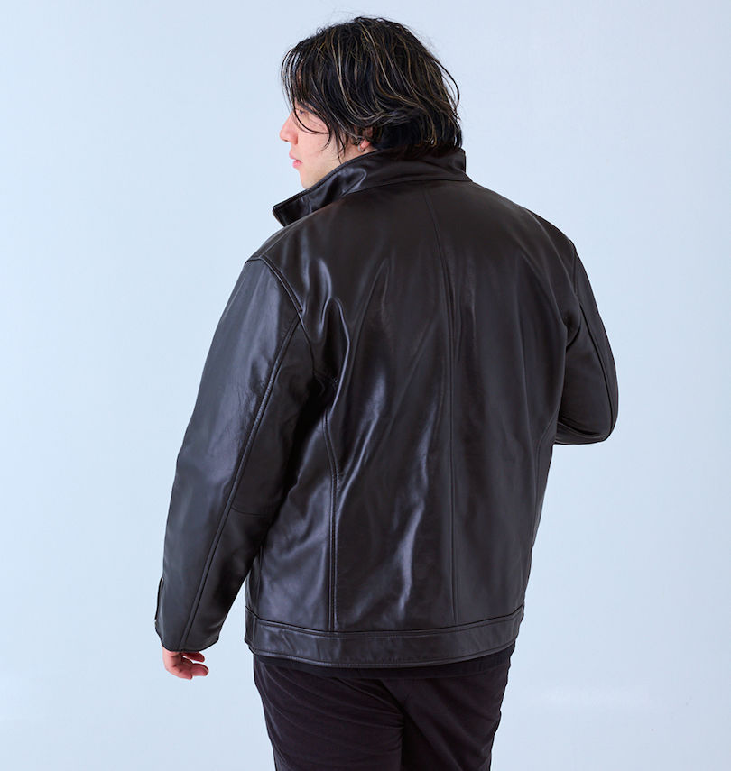 大きいサイズ メンズ TETE HOMME (テットオム) スタンドカラーレザーブルゾン