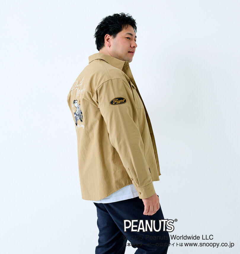 大きいサイズ メンズ FLAGSTAFF×PEANUTS (フラッグスタッフ) スヌーピーコラボリップストップ長袖シャツ
                        