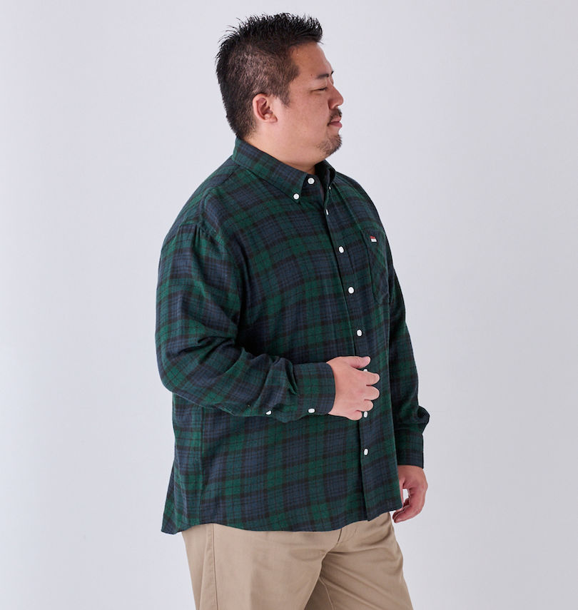 大きいサイズ メンズ H by FIGER (エイチバイフィガー) 両面起毛ネルチェック長袖B.Dシャツ
                        