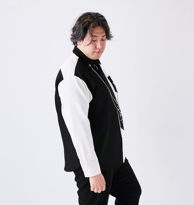 大きいサイズ メンズ PSYCHO NATION (サイコネーション) ネクタイ・チェーン付長袖シャツ