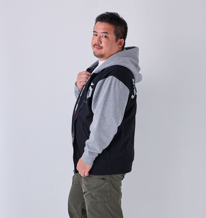 大きいサイズ メンズ COLLINS (コリンズ) 裏起毛配色フルジップパーカー+半袖Tシャツ