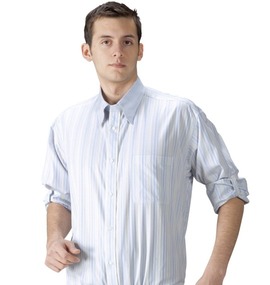 大きいサイズ メンズ  クレリックロールアップフライカラー長袖シャツ
