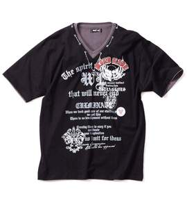 大きいサイズ メンズ WILD LIFE (ワイルドライフ) フェイクVTシャツ(半袖)