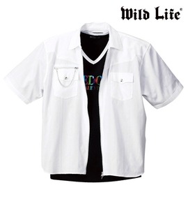 大きいサイズ メンズ WILD LIFE (ワイルドライフ) ジップシャツ+VTシャツ半袖