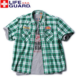 大きいサイズ メンズ LIFE GUARD (ライフガード) チェックシャツ+Tシャツ半袖