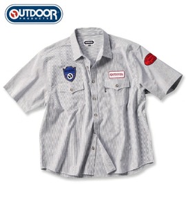 大きいサイズ メンズ OUTDOOR PRODUCTS (アウトドア プロダクツ) ヒッコリーシャツ(半袖)