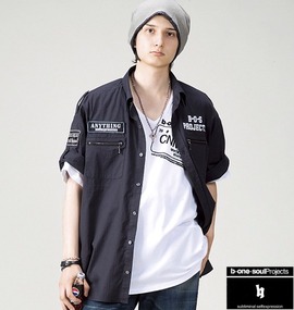 大きいサイズ メンズ b-one-soul (ビーワンソウル) シャツ(半袖)+VTシャツ(半袖)