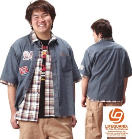 大きいサイズ メンズ LIFE GUARD (ライフガード) シャツ(半袖)+Tシャツ(半袖)