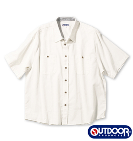 大きいサイズ メンズ OUTDOOR PRODUCTS (アウトドア プロダクツ) 綿麻シャンブレー半袖シャツ
