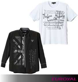 大きいサイズ メンズ EUROYAL (ユーロイヤル) ジップ長袖シャツ+半袖UTシャツ